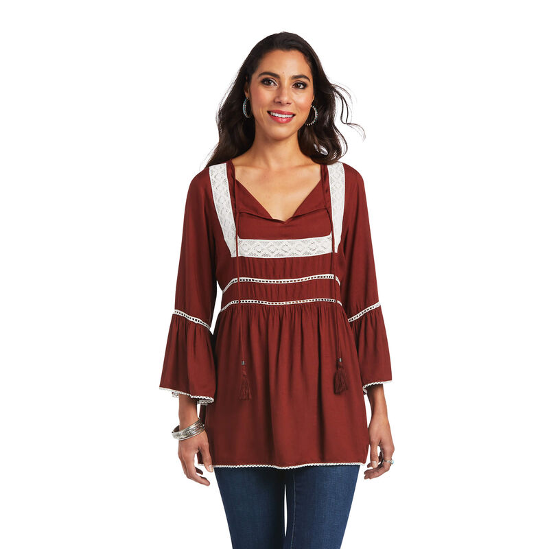 Blusas Ariat San Felipe Marrones/Blancas Mujer - Chile 709-HIADZC